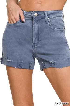 Blackberry Cuffed Hem Shorts