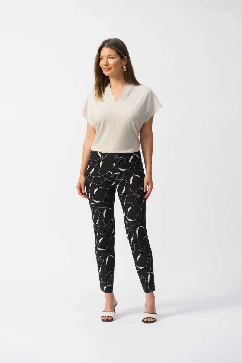 Black/Moonstone Millennium Geometric Print Straight Pants Style 251219