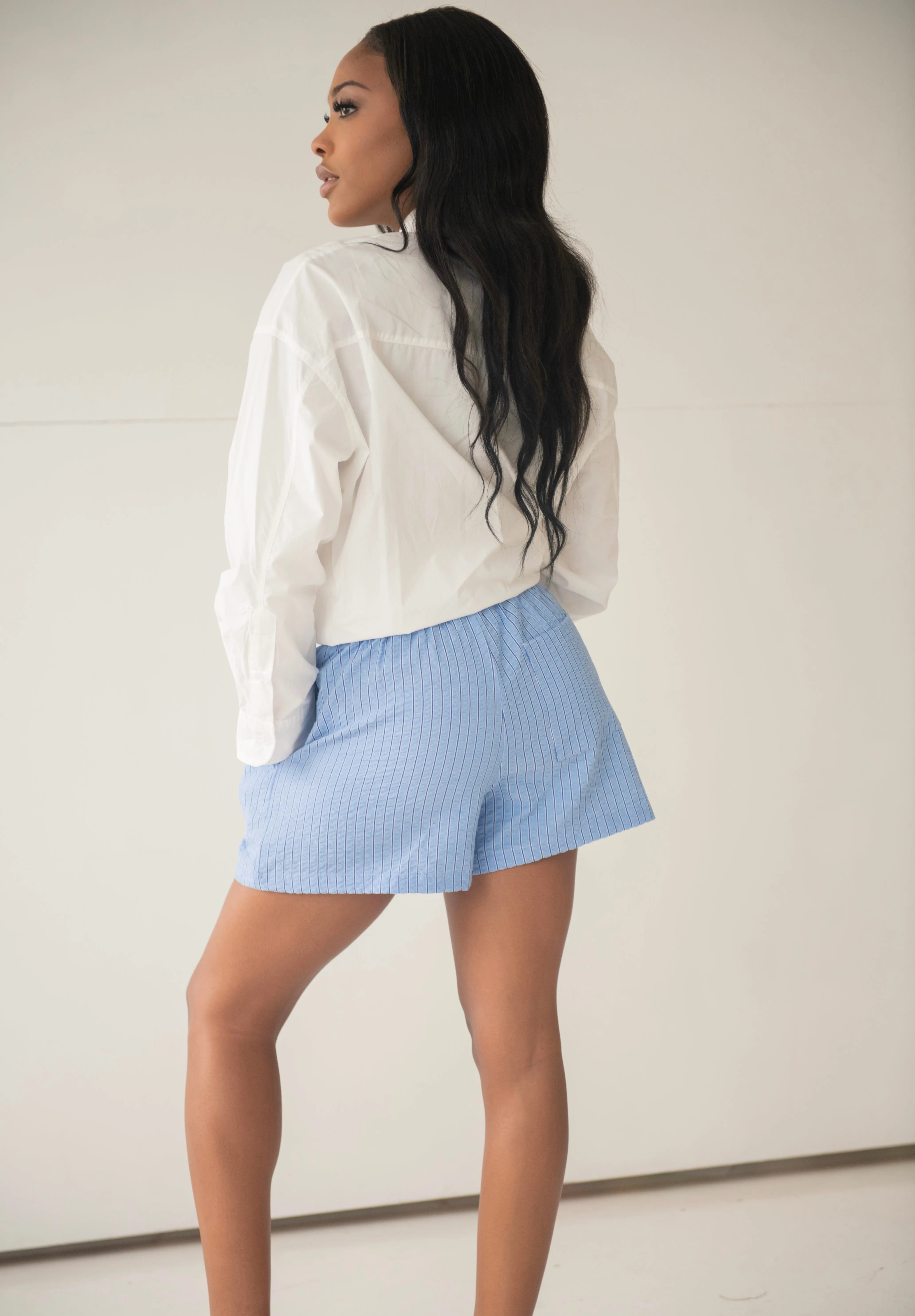 Blue & Navy Stripe Short