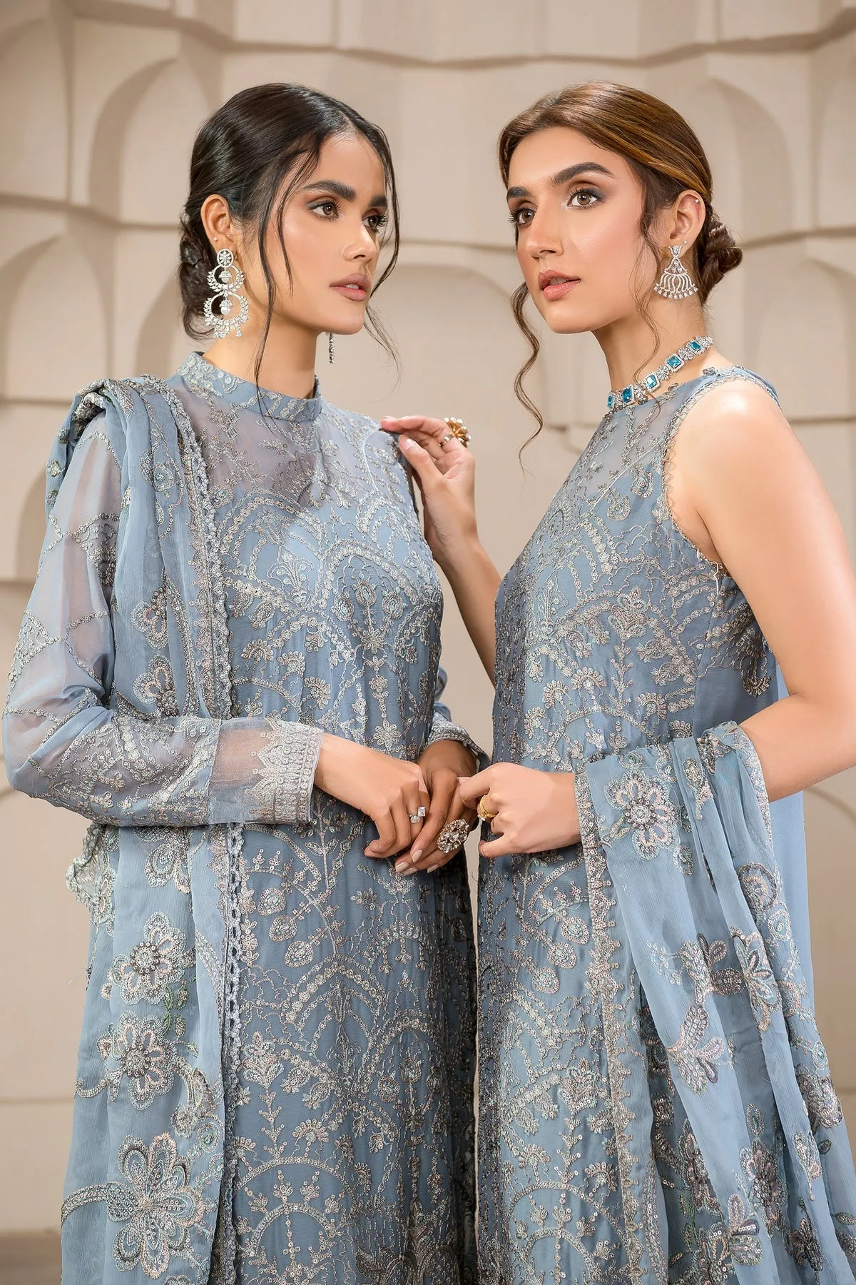 Blue Short Shirt with Capri Pakistani Party Wear