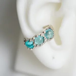 Blue topaz cabochons silver Ear cuff