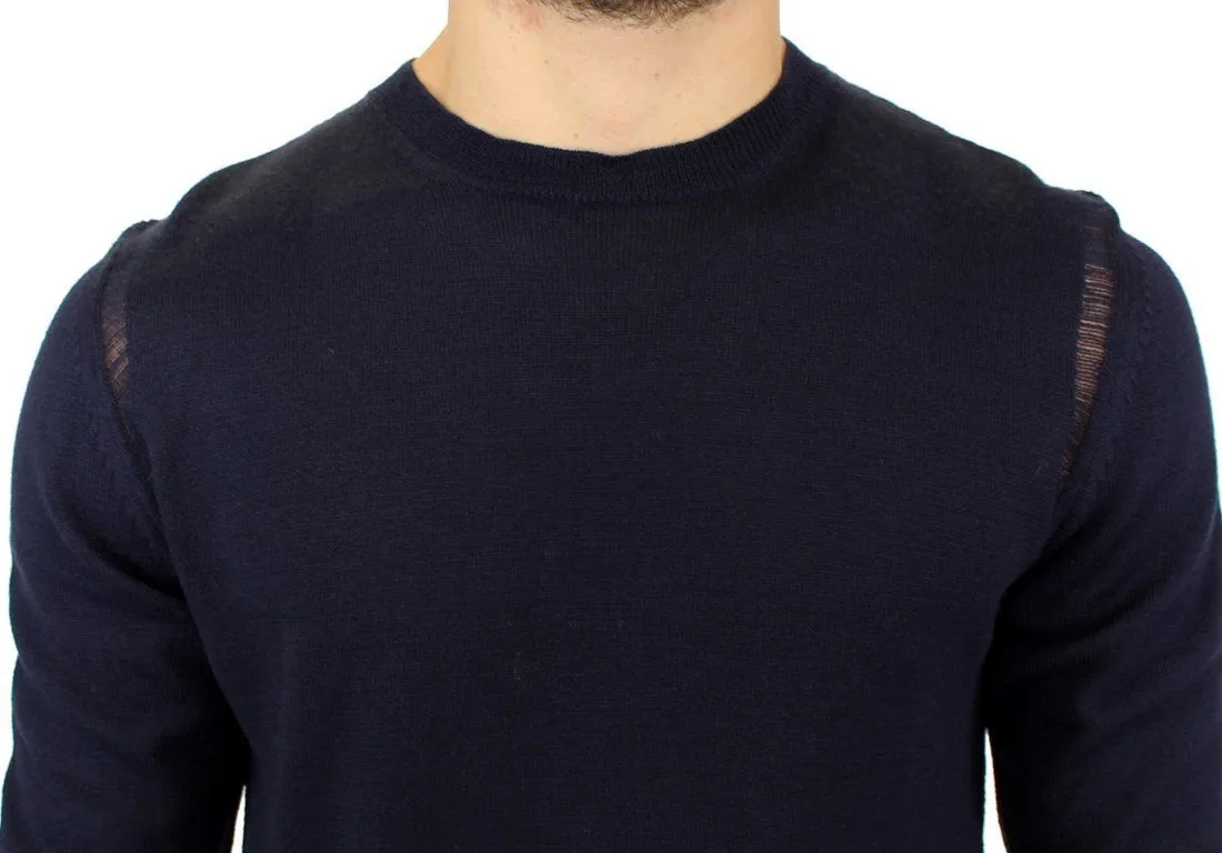 Blue wool crewneck pullover sweater