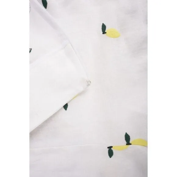 Boden Womens Hornsea Linen Shorts UK 8 US 4 White Lemon Embroidery NWT
