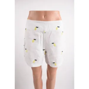 Boden Womens Hornsea Linen Shorts UK 8 US 4 White Lemon Embroidery NWT