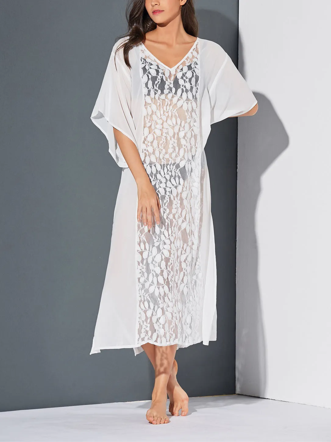 Bohemian Sexy Perspective Chiffon Lace Beach Dress