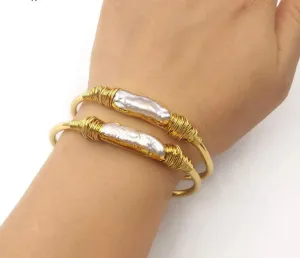 Boho & Mala Pearl Gold Cuff Bracelet DCB1013