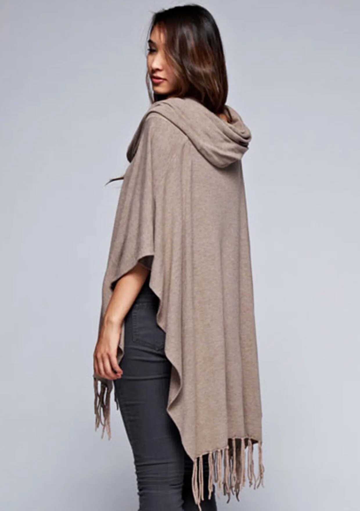 Boho Fringed Poncho Sweater