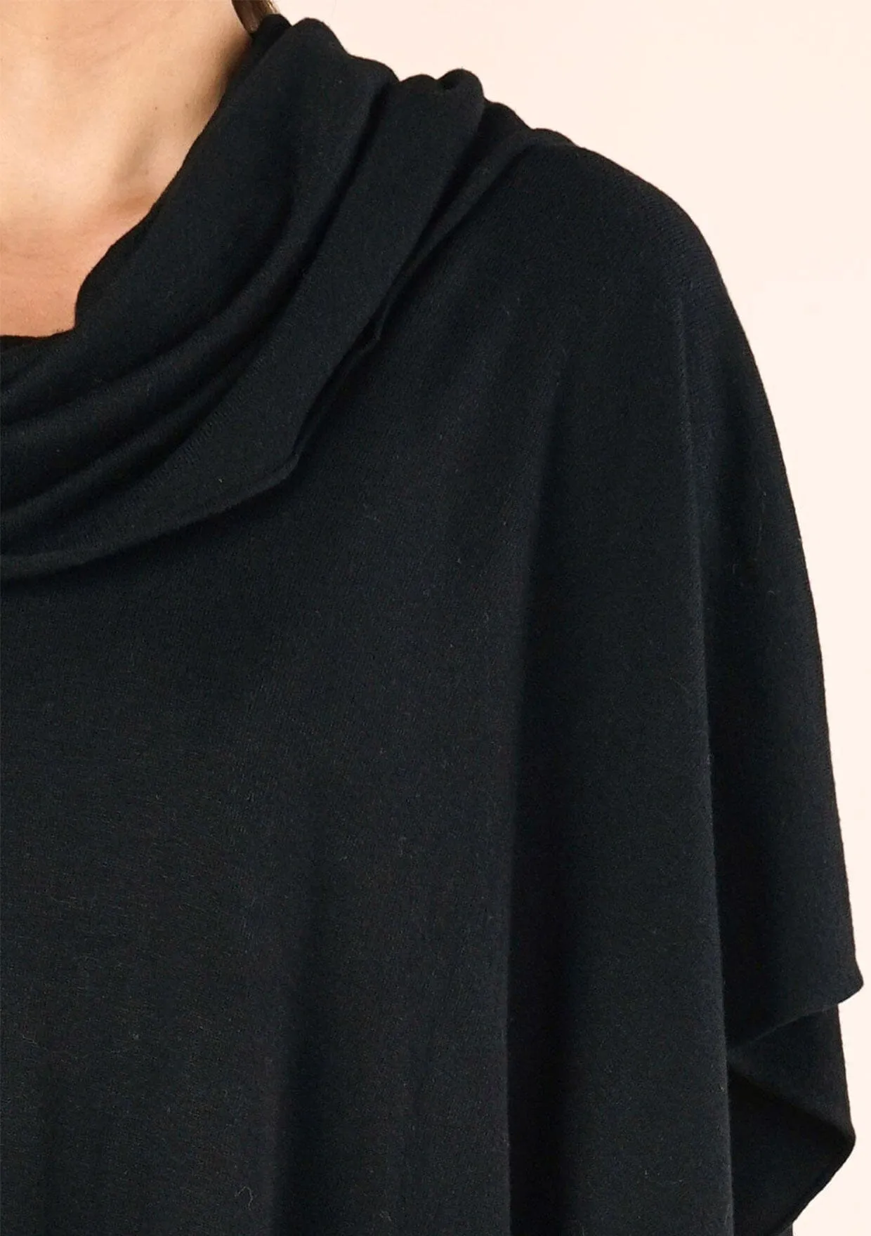 Boho Fringed Poncho Sweater