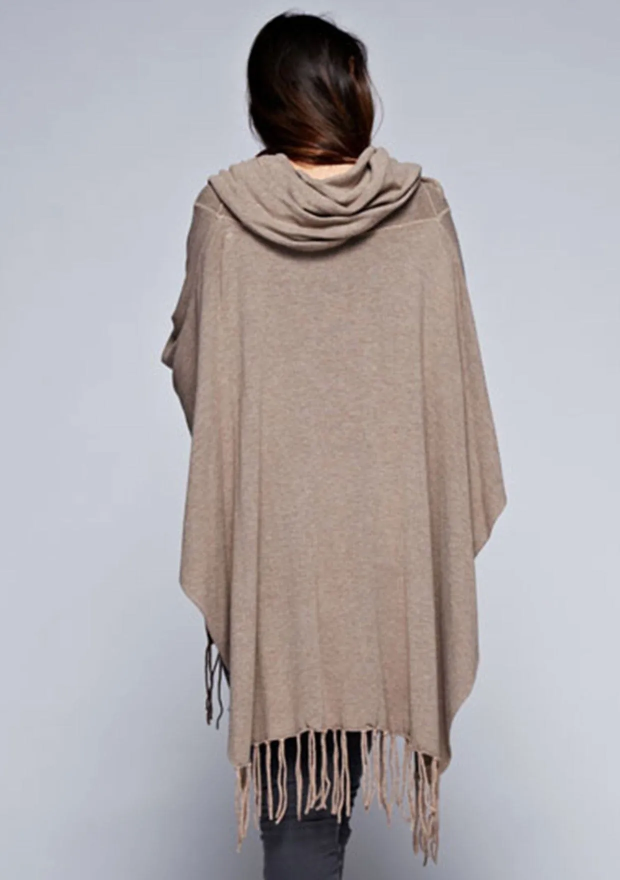 Boho Fringed Poncho Sweater