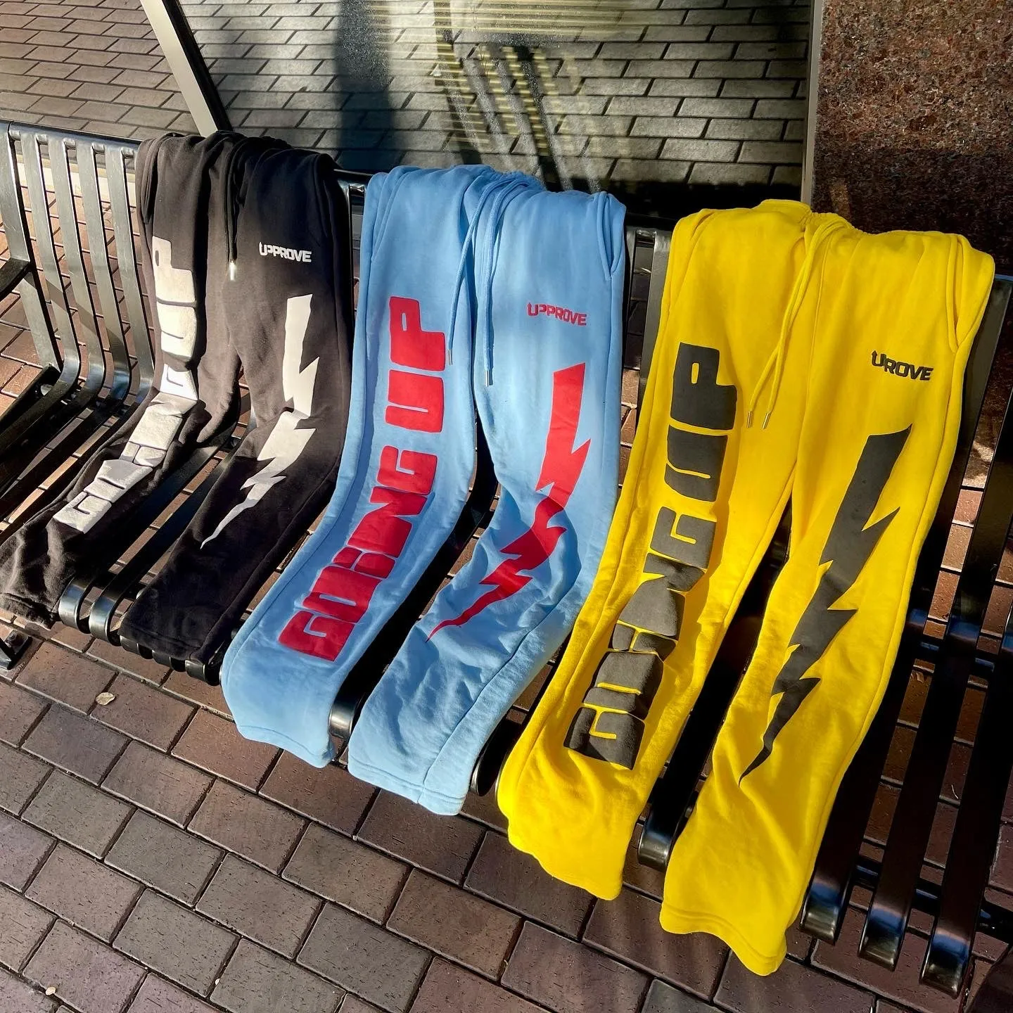 'BOLT' PUFF PRINT STRAIGHT LEG JOGGERS (YELLOW)