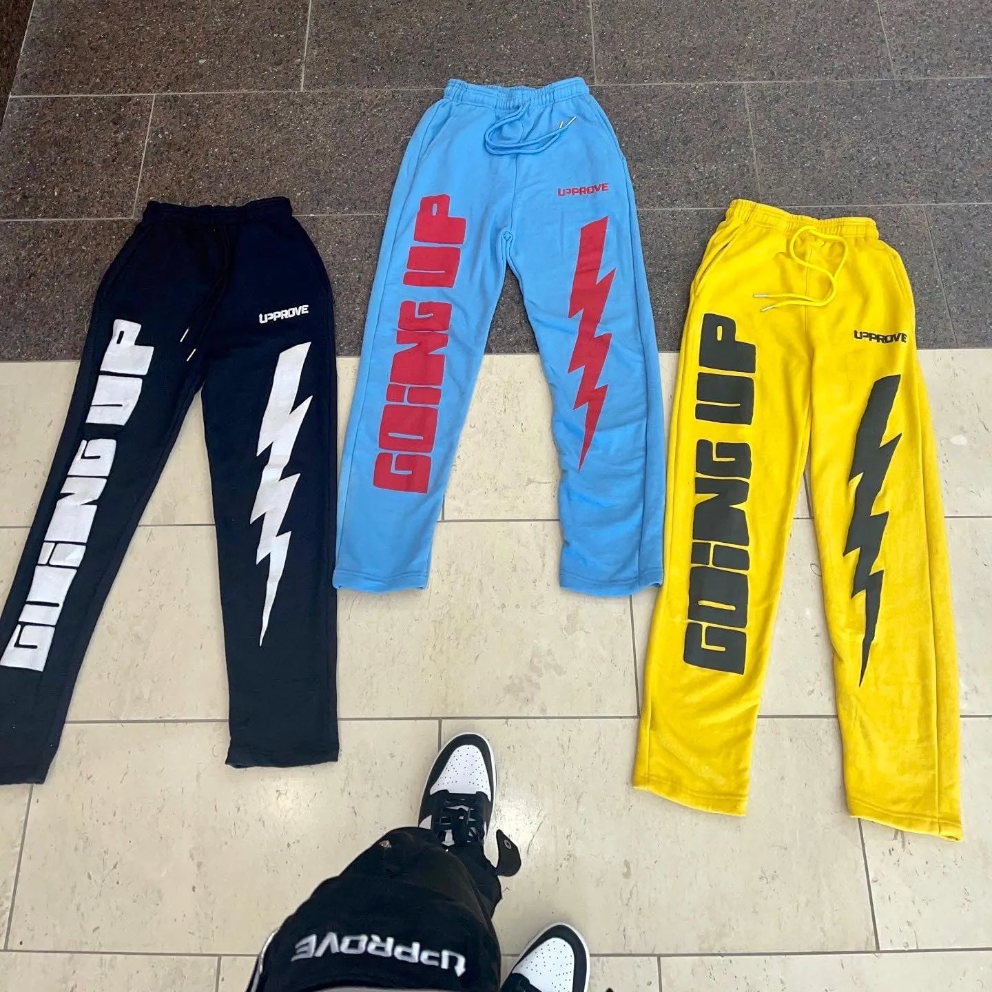 'BOLT' PUFF PRINT STRAIGHT LEG JOGGERS (YELLOW)