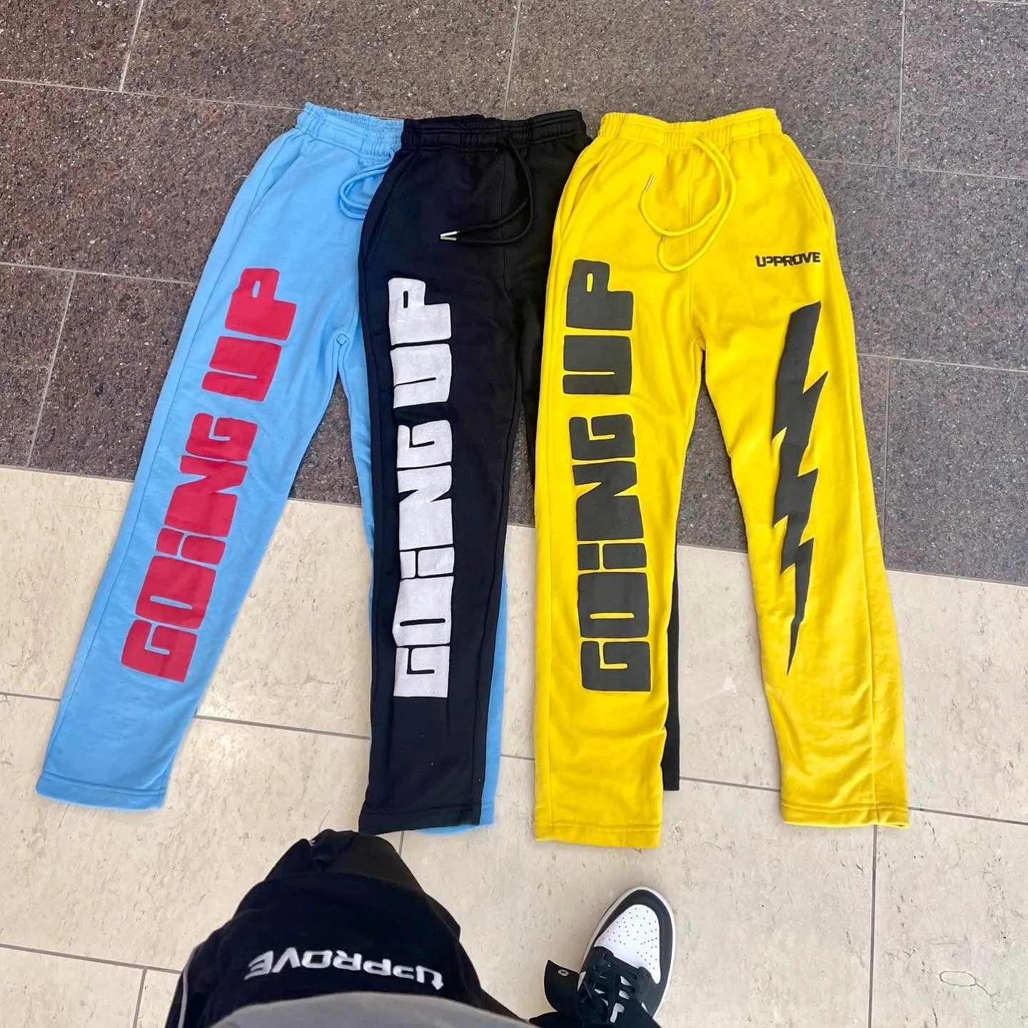 'BOLT' PUFF PRINT STRAIGHT LEG JOGGERS (YELLOW)