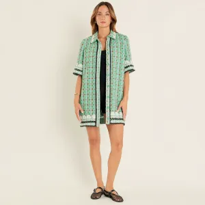 Boucle Mini Shirt Dress with Ric Rac Trim