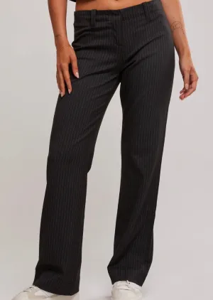 Brit Pinstripe Pant Charcoal