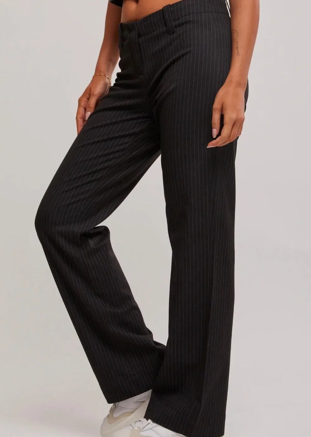 Brit Pinstripe Pant Charcoal
