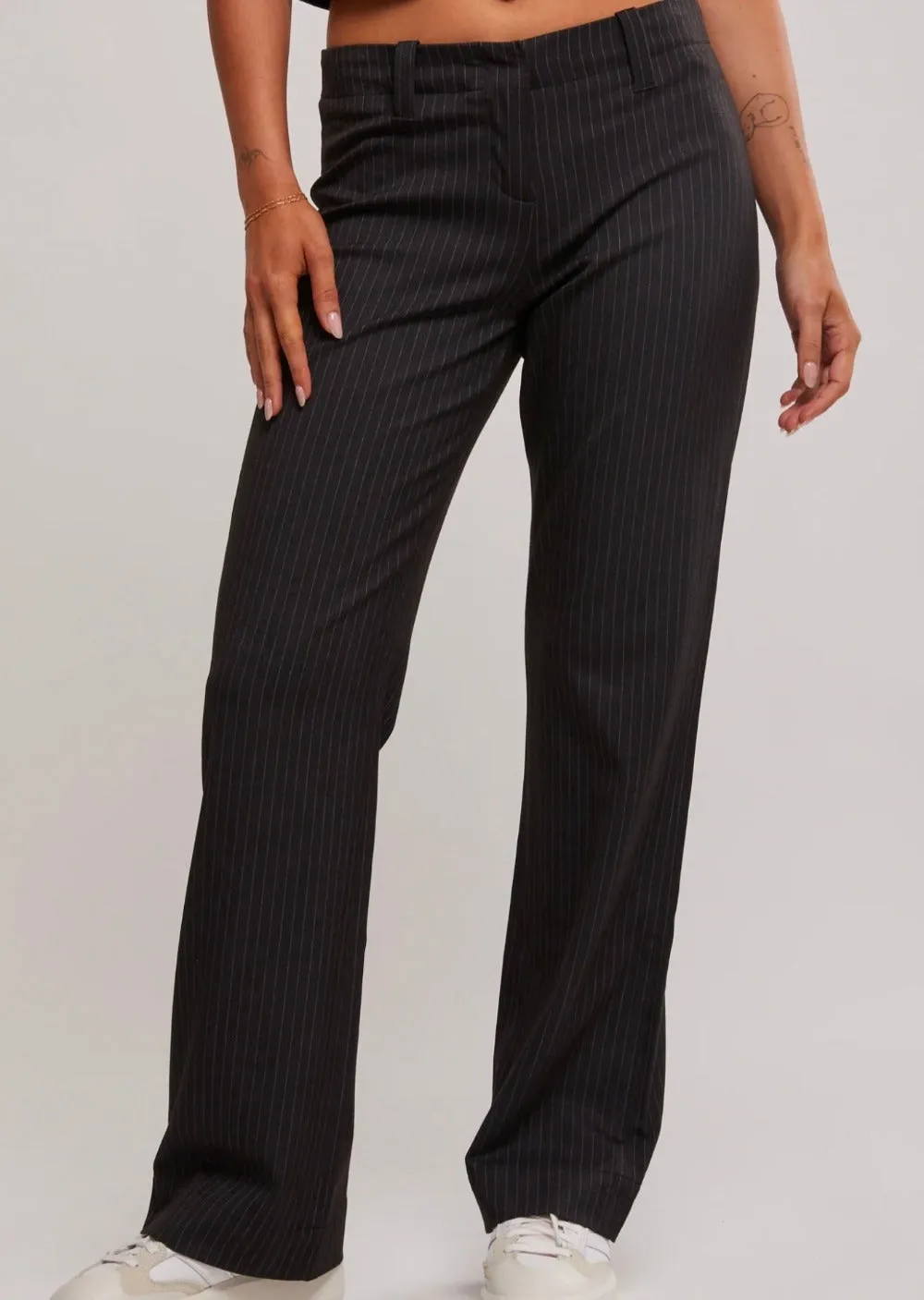 Brit Pinstripe Pant Charcoal