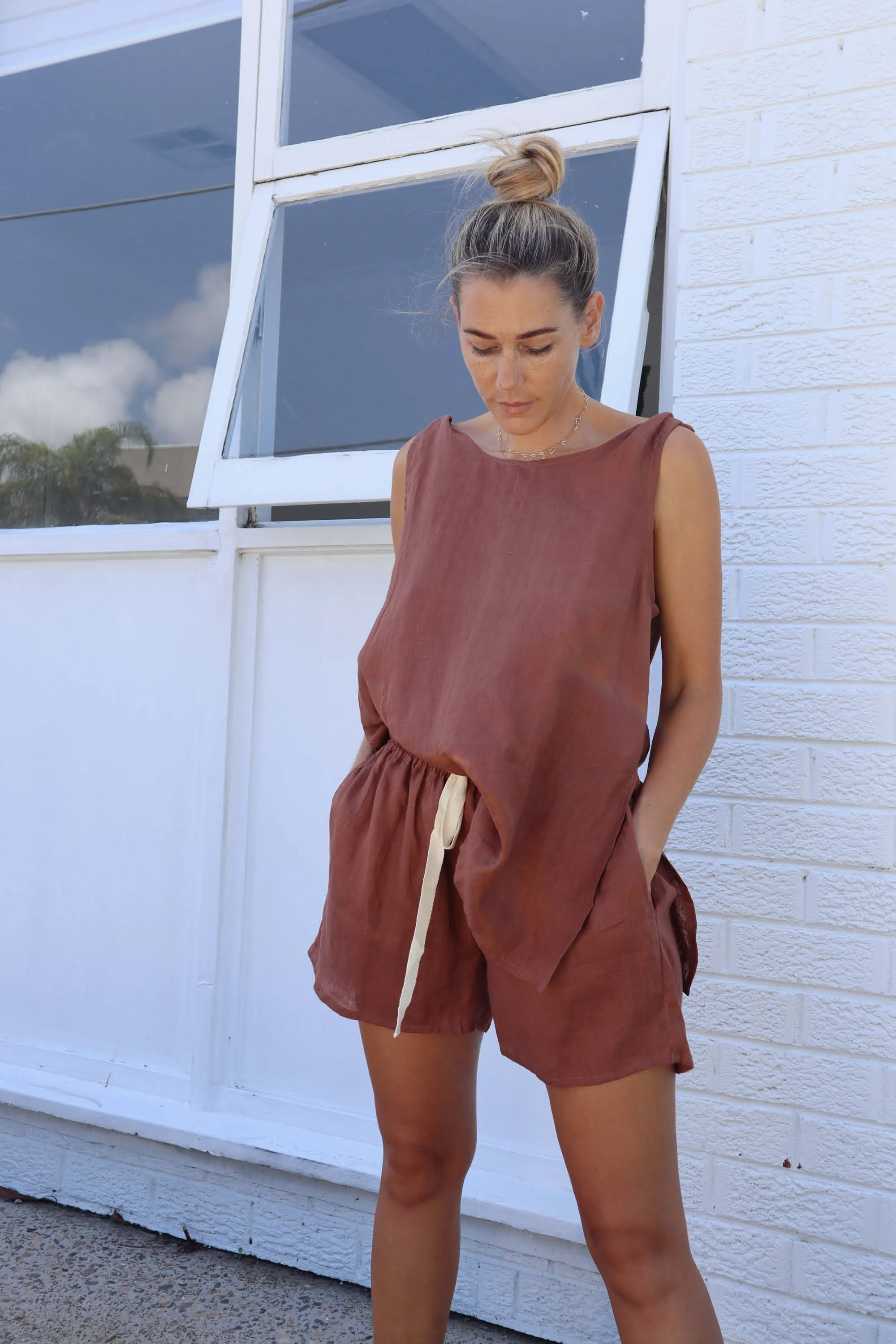 Burns Twisted Strap Top Clay