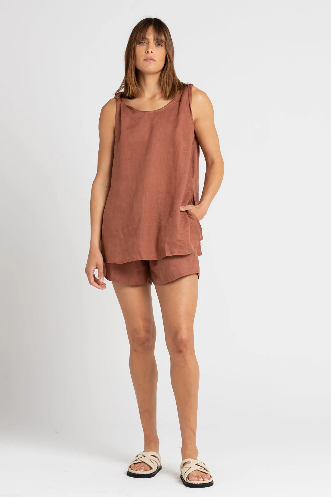 Burns Twisted Strap Top Clay