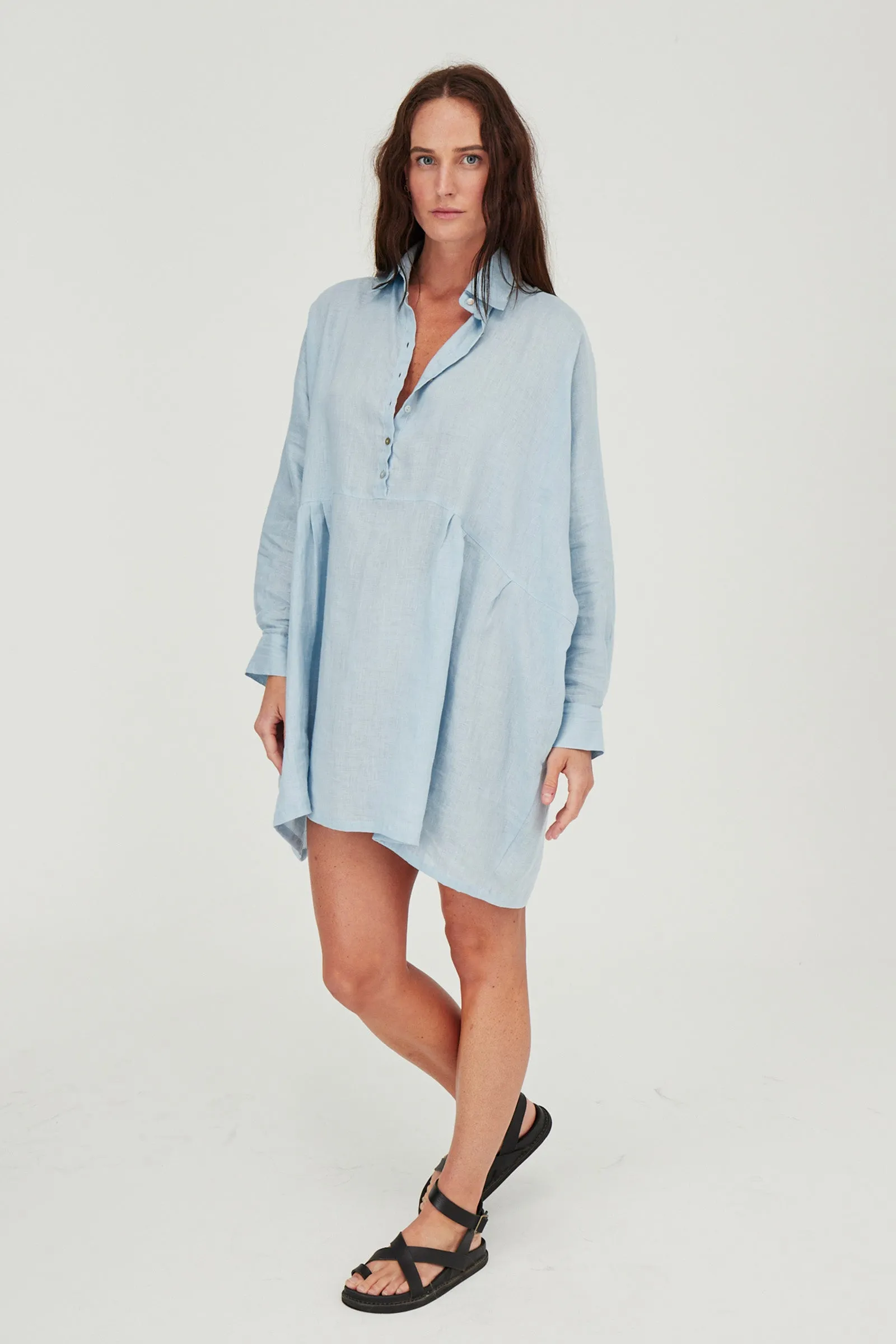 Byron Oversized Shirt Dress Sky Blue