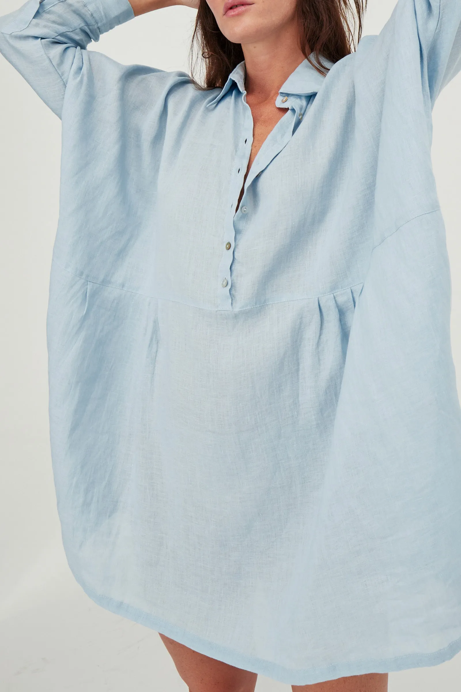 Byron Oversized Shirt Dress Sky Blue