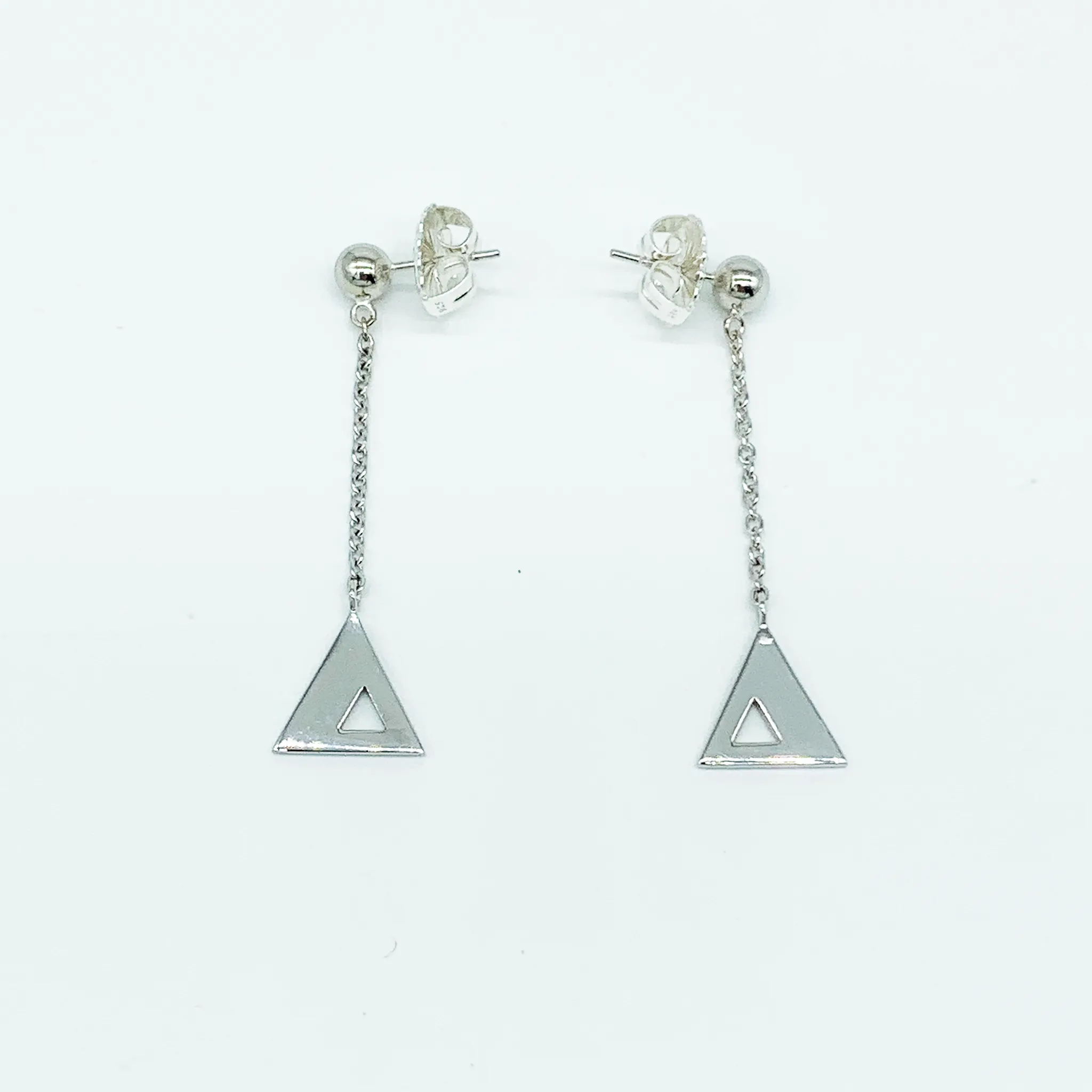 CA Triangle Unity Chandelier Earring (Silver White Gold Plated)