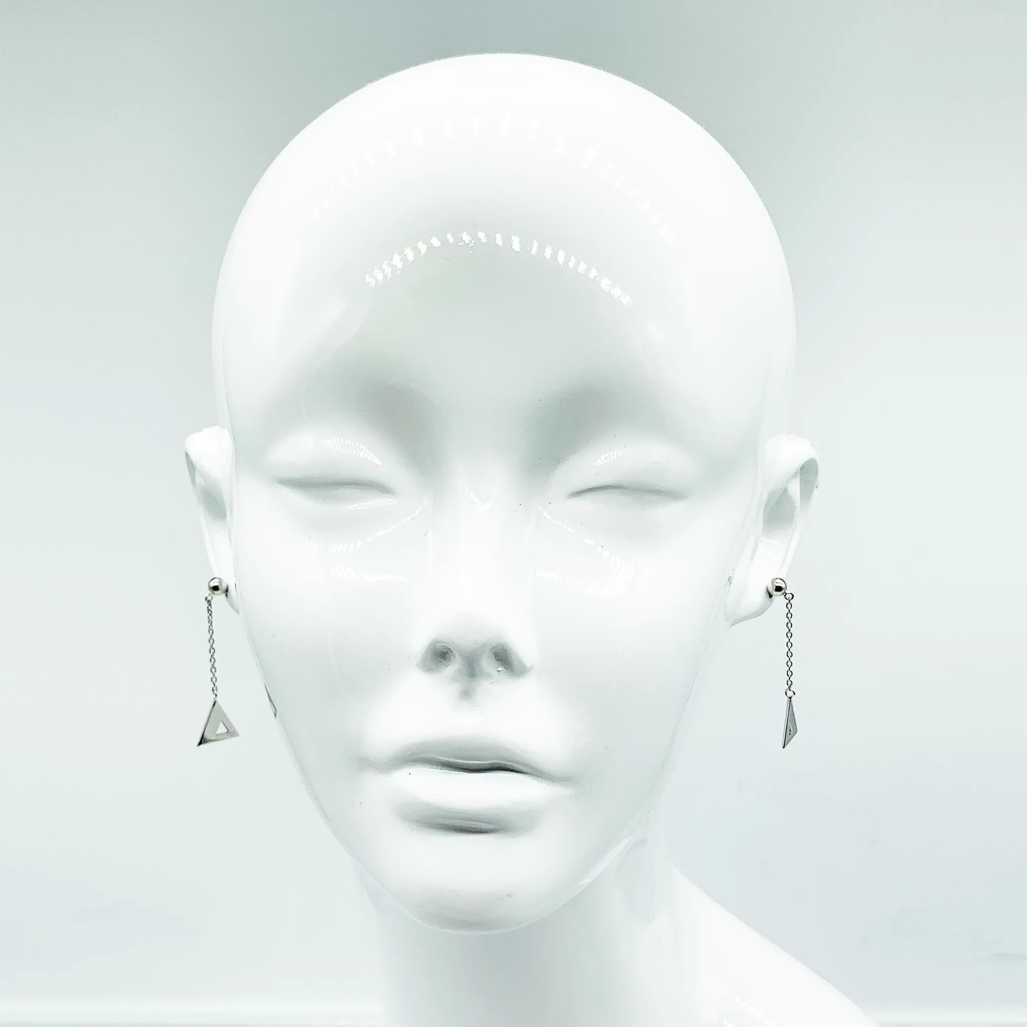 CA Triangle Unity Chandelier Earring (Silver White Gold Plated)