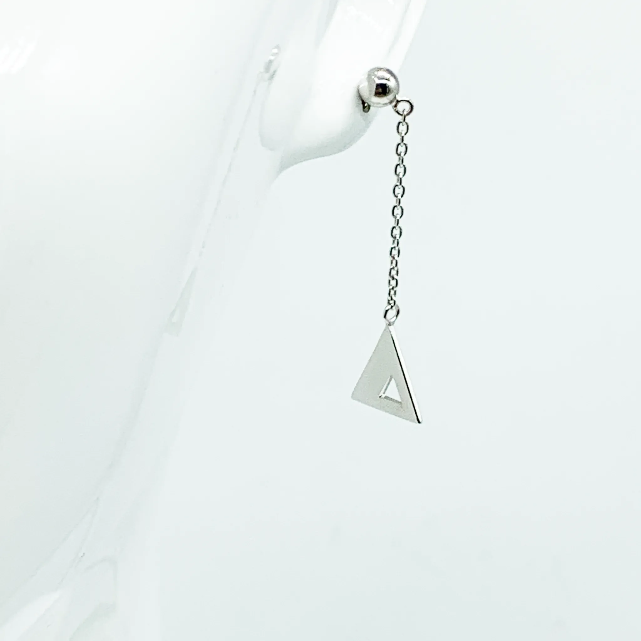 CA Triangle Unity Chandelier Earring (Silver White Gold Plated)