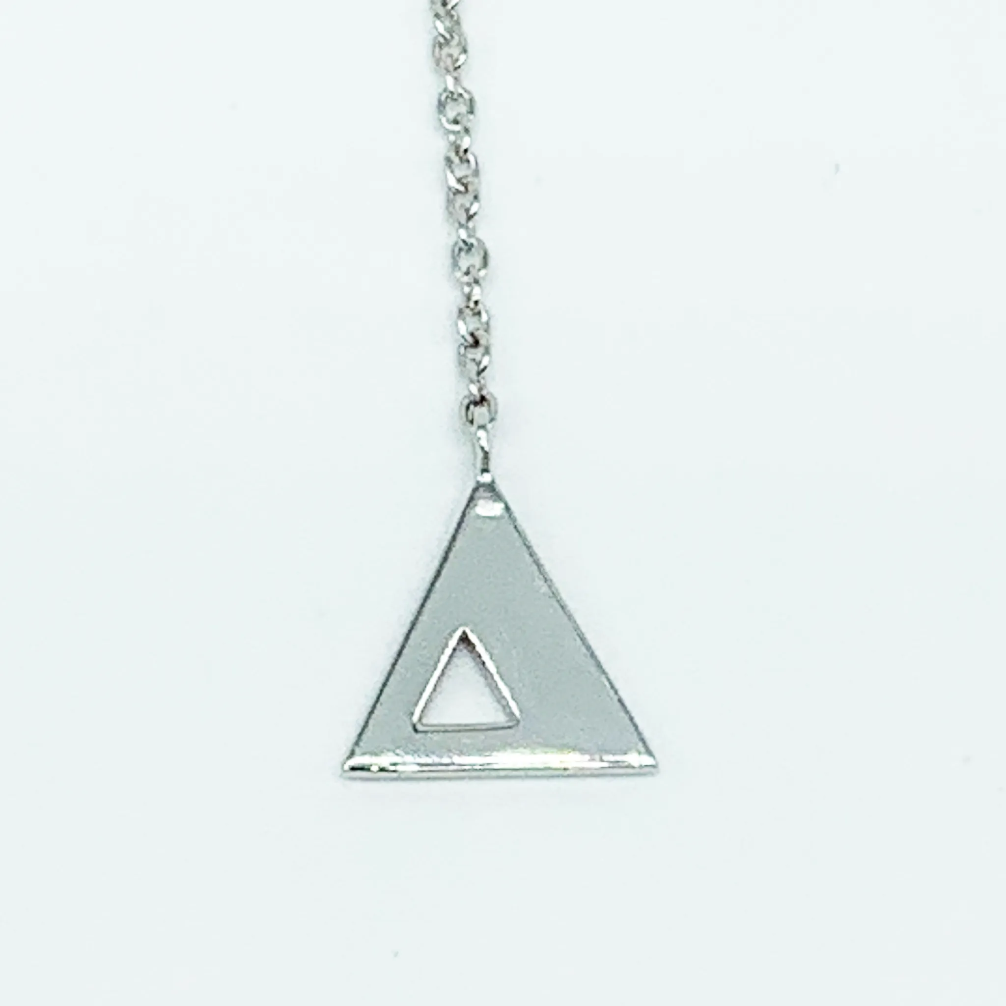 CA Triangle Unity Chandelier Earring (Silver White Gold Plated)