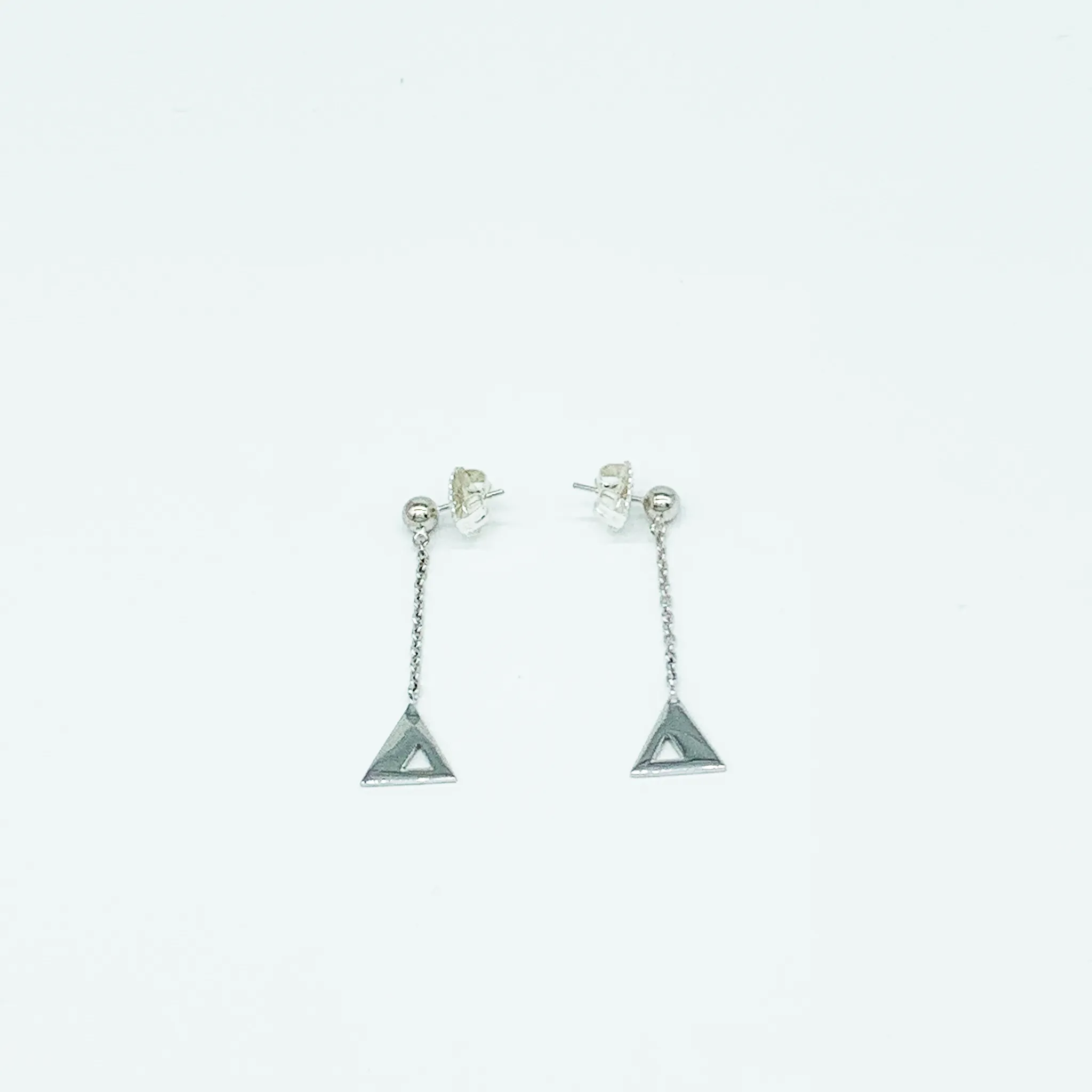 CA Triangle Unity Chandelier Earring (Silver White Gold Plated)