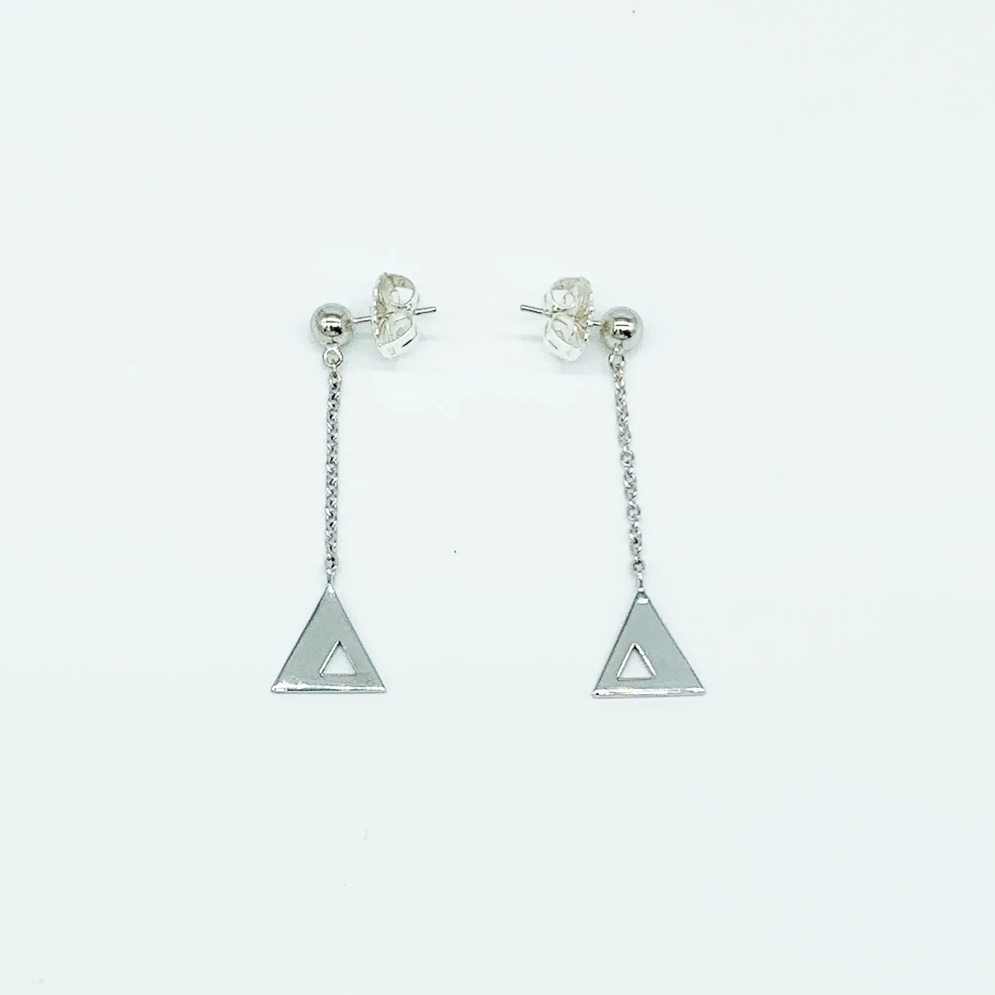 CA Triangle Unity Chandelier Earring (Silver White Gold Plated)