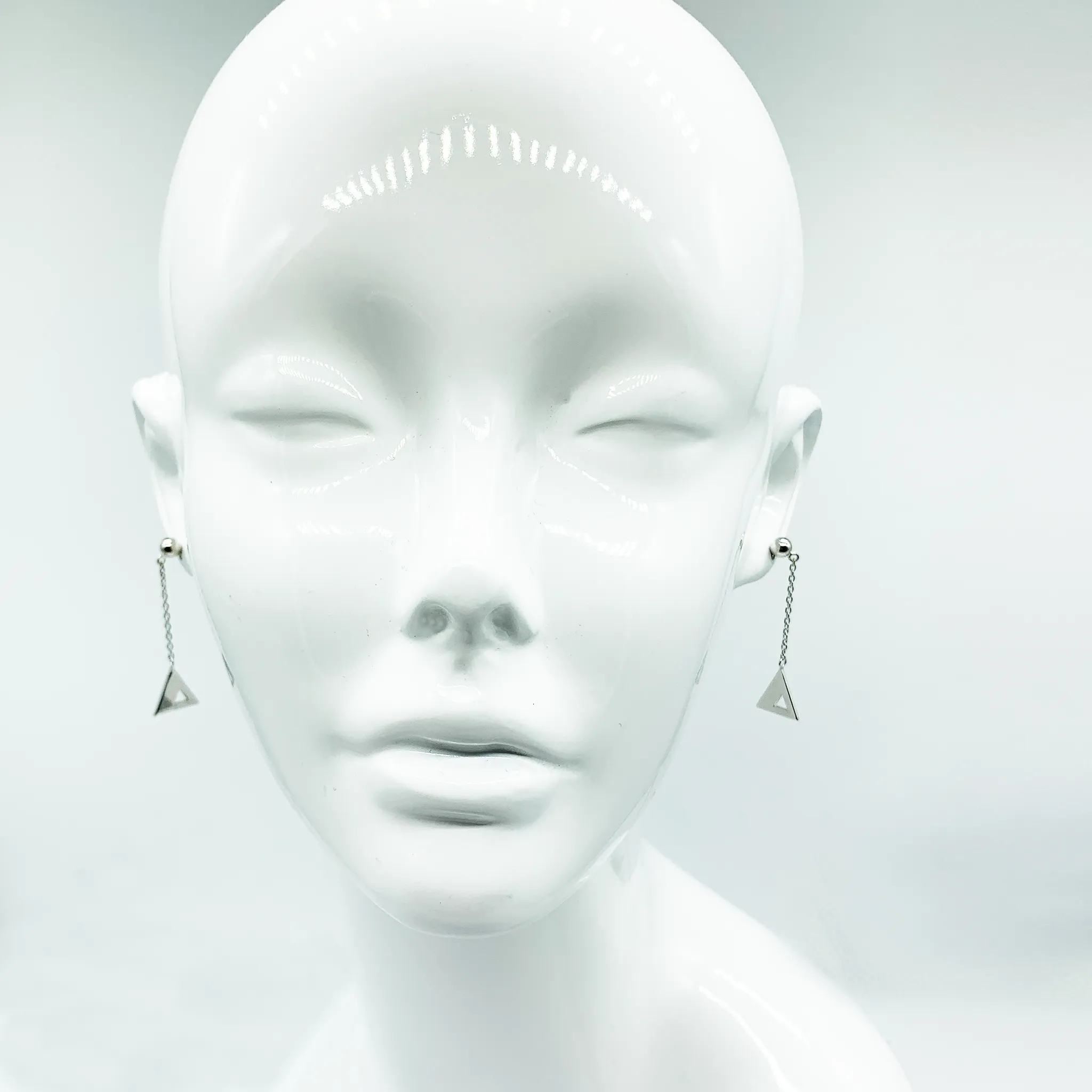 CA Triangle Unity Chandelier Earring (Silver White Gold Plated)