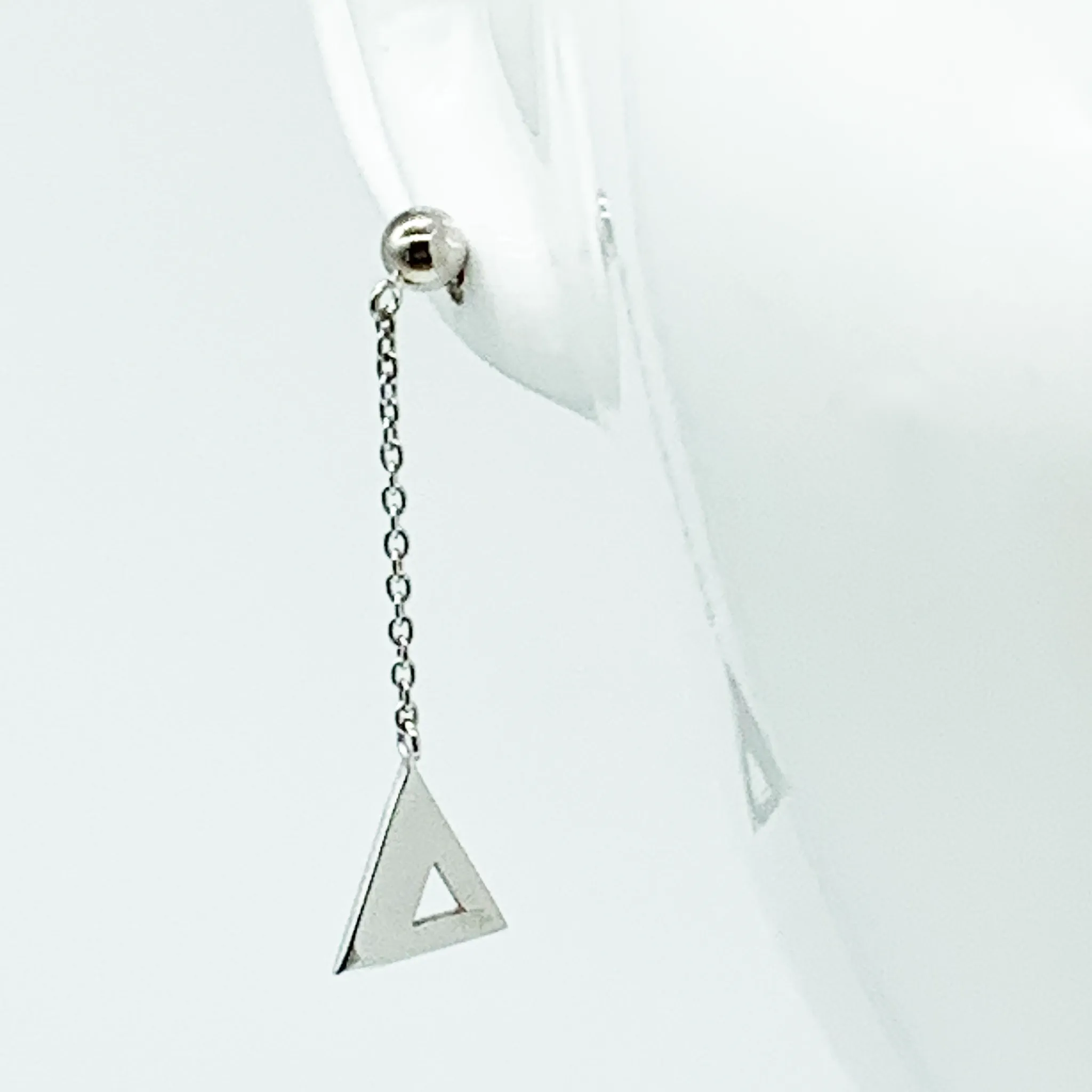 CA Triangle Unity Chandelier Earring (Silver White Gold Plated)