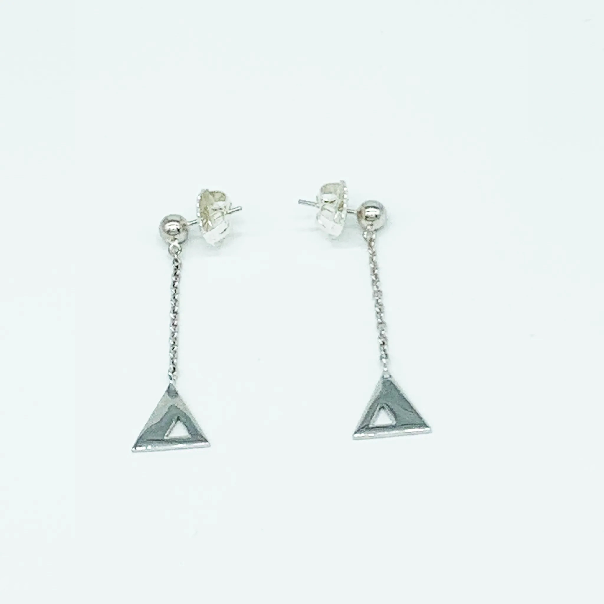 CA Triangle Unity Chandelier Earring (Silver White Gold Plated)