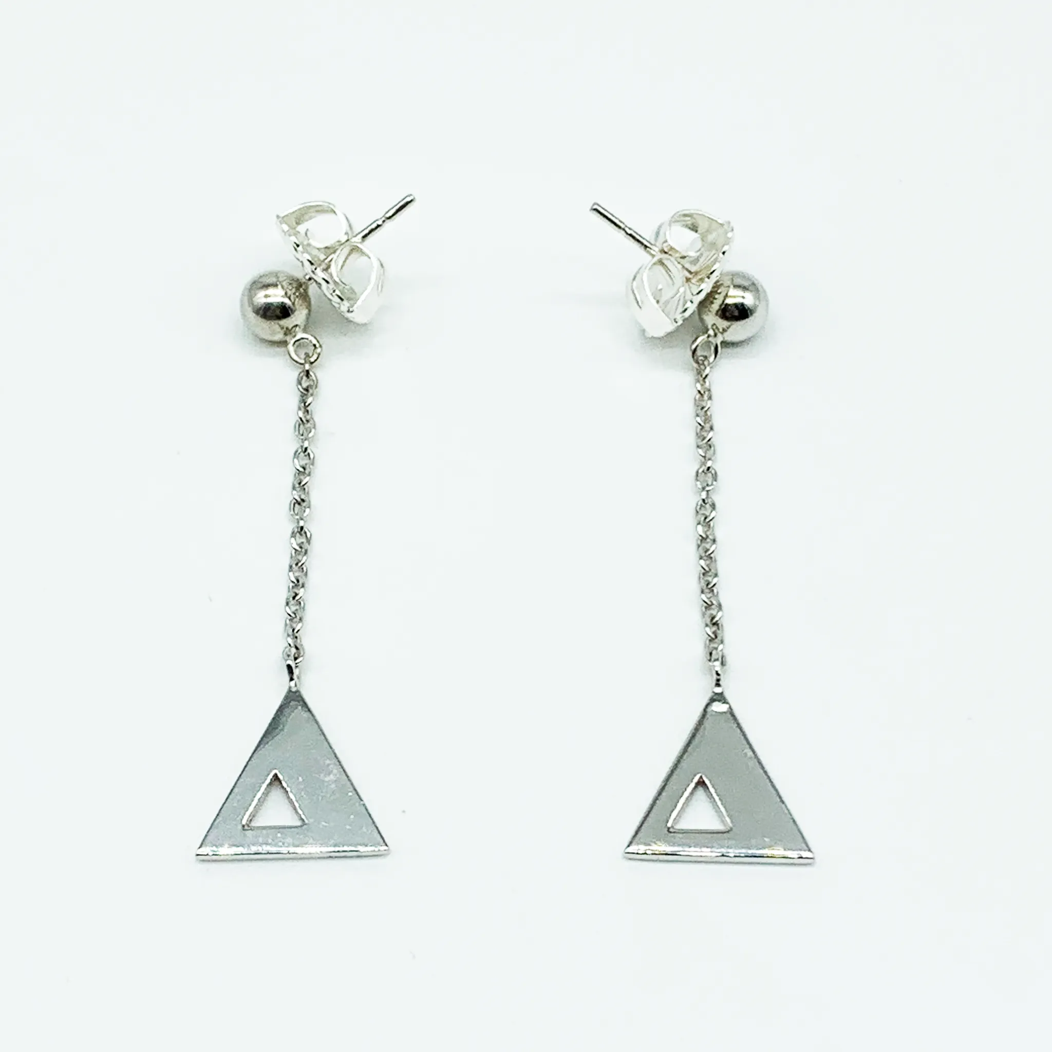 CA Triangle Unity Chandelier Earring (Silver White Gold Plated)