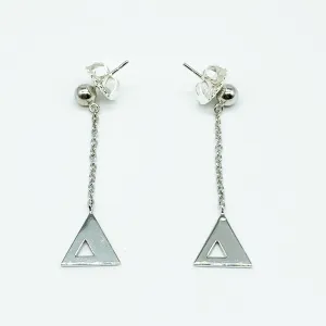 CA Triangle Unity Chandelier Earring (Silver White Gold Plated)