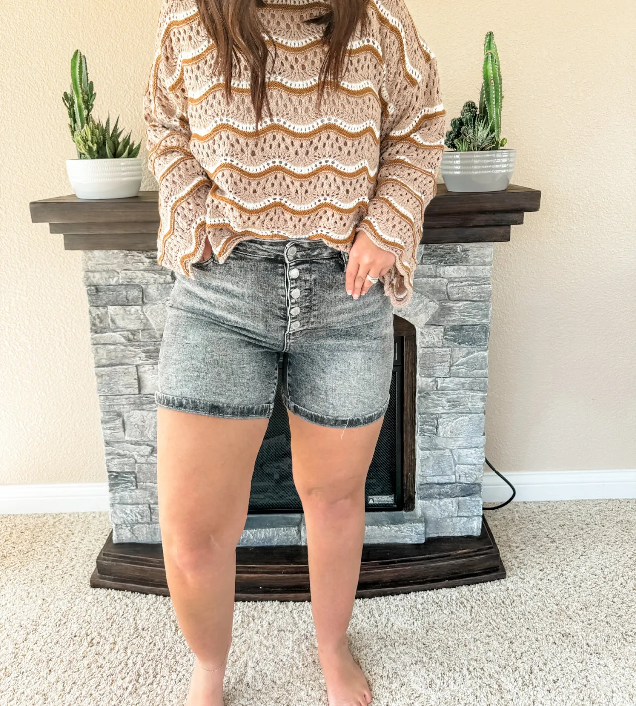 Cadi Judy Blue Button Fly Short