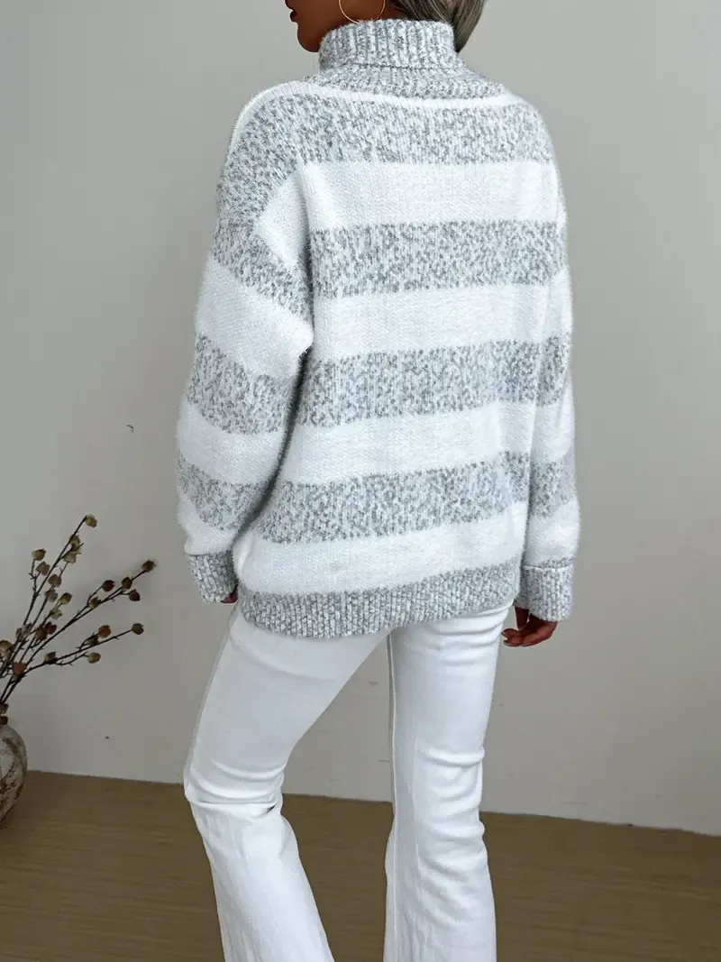 Caitlin | Striped Turtleneck Sweater