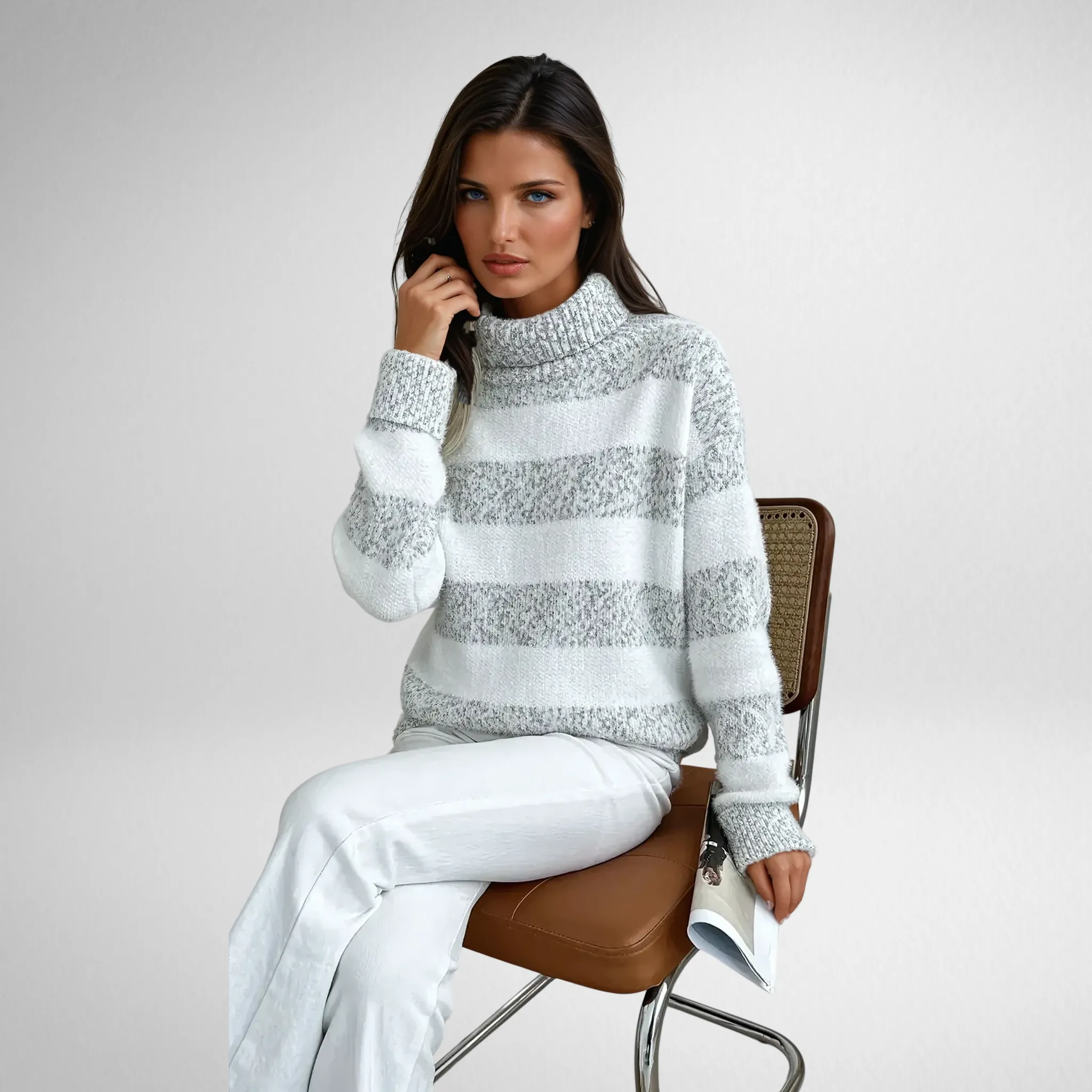 Caitlin | Striped Turtleneck Sweater