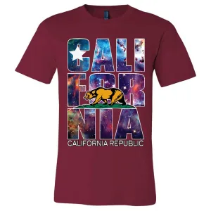 California Cosmic Flag Logo In Space Galaxy Asst Colors Mens Fitted Tee