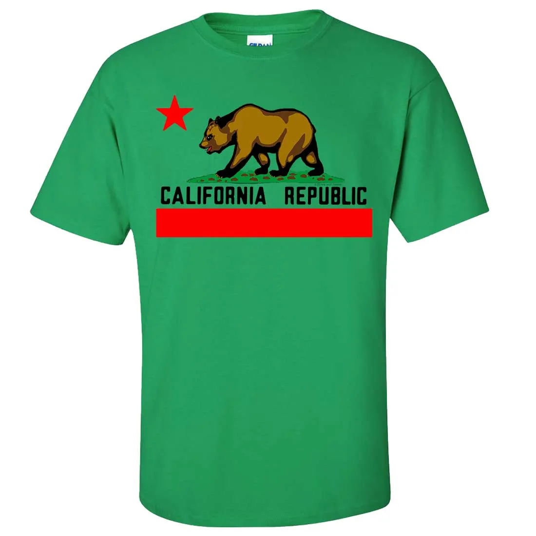California Republic Borderless Bear Flag Black Text Asst Colors T-shirt/tee