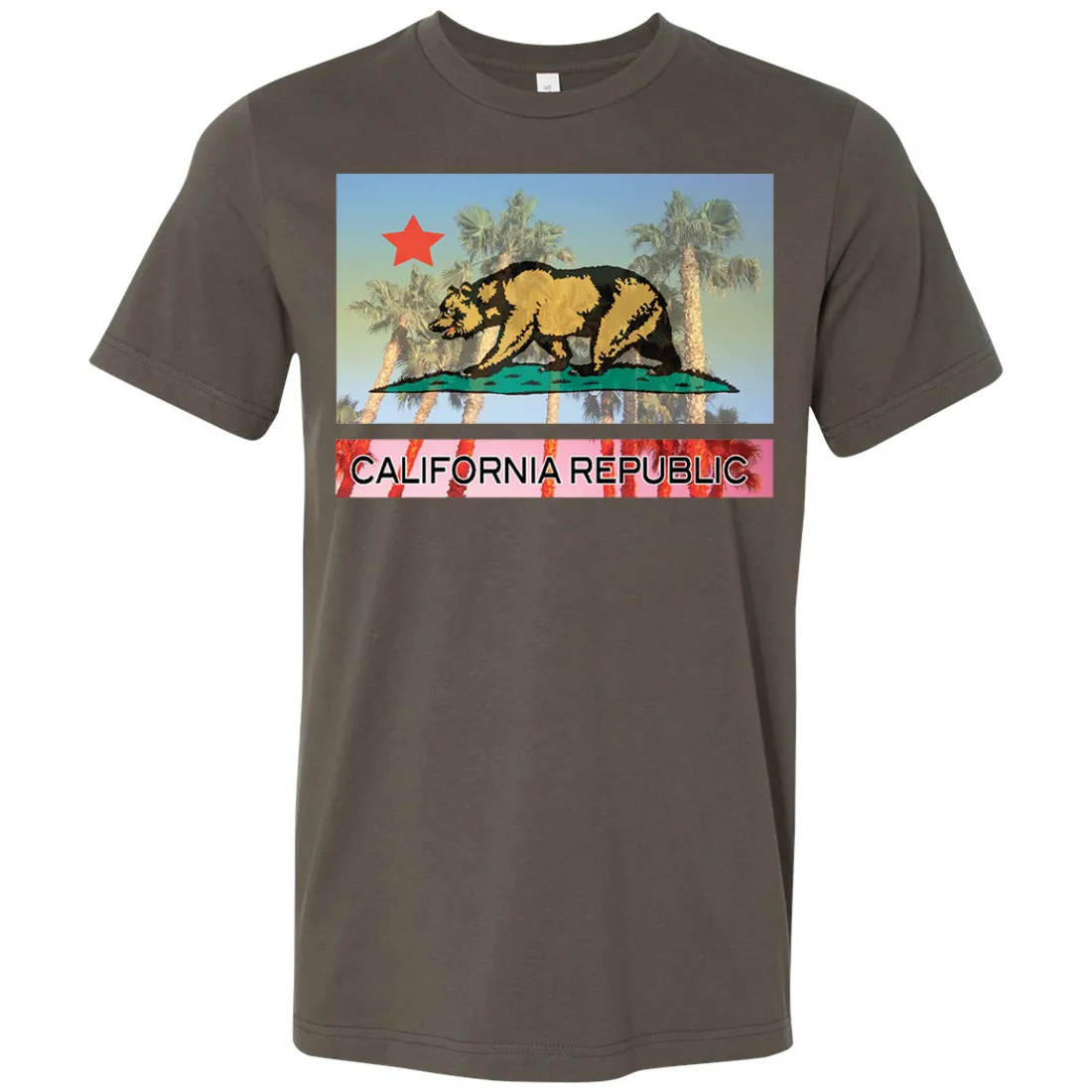 California Republic Palm Tree Bear Asst Colors Mens Lightweight Fitted T-Shirt/tee