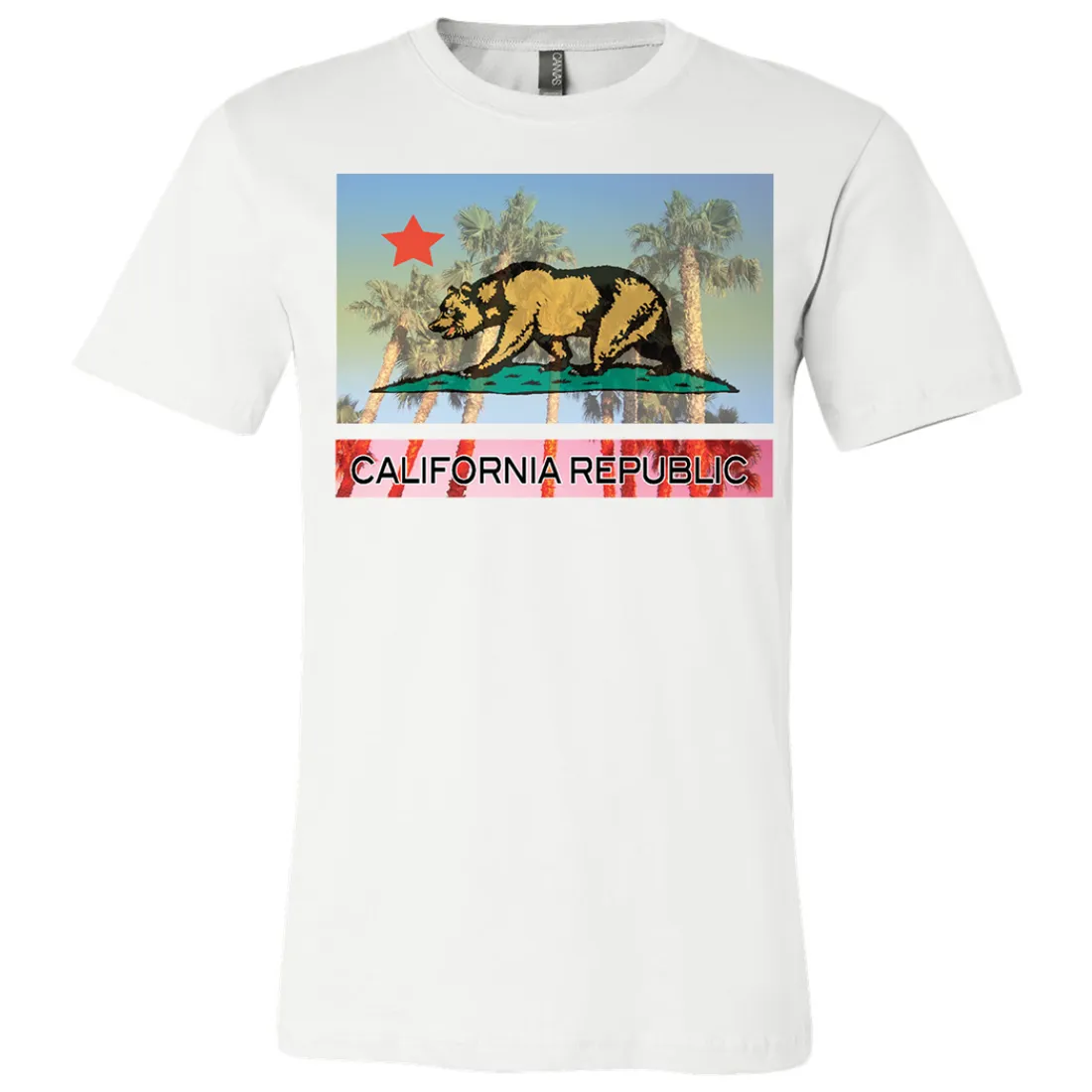 California Republic Palm Tree Bear Asst Colors Mens Lightweight Fitted T-Shirt/tee