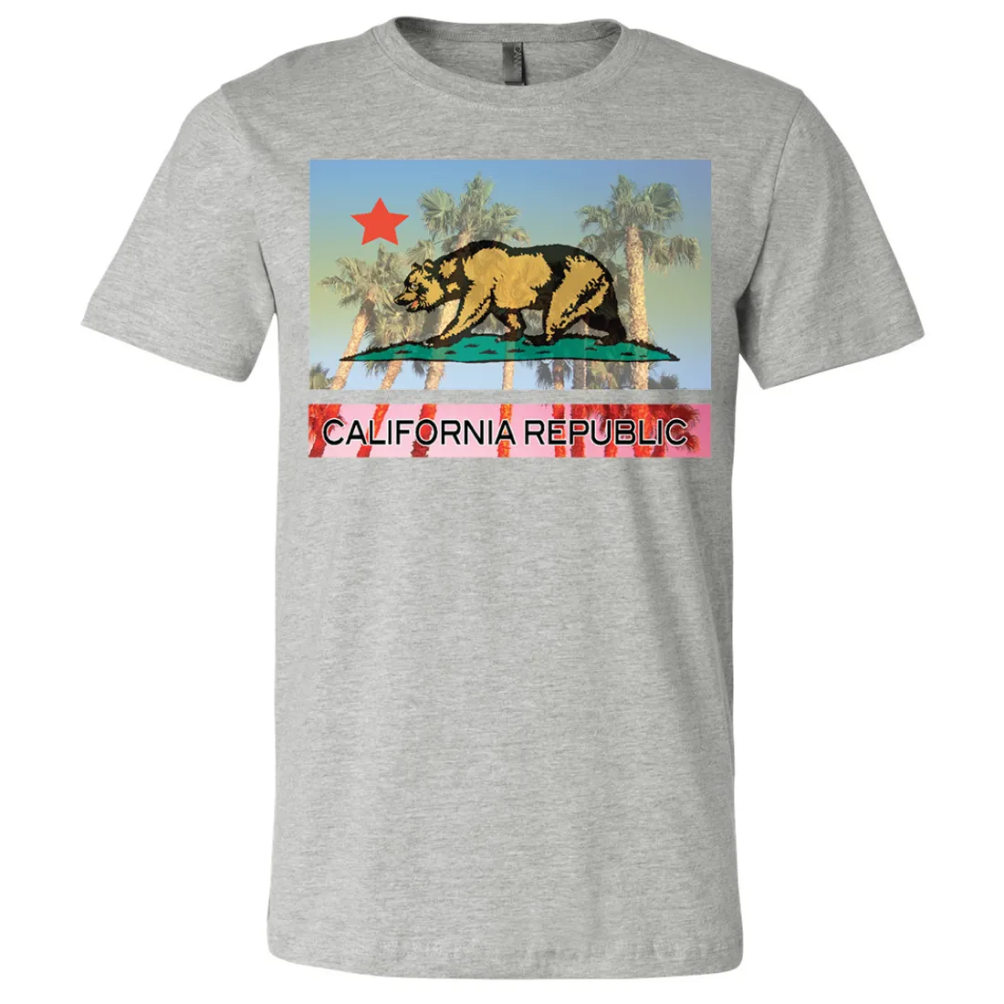 California Republic Palm Tree Bear Asst Colors Mens Lightweight Fitted T-Shirt/tee