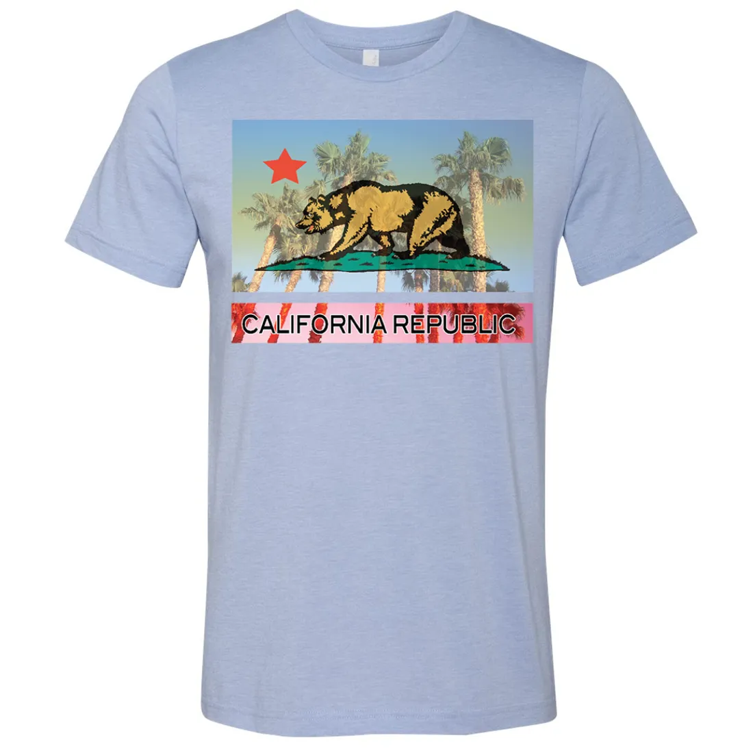 California Republic Palm Tree Bear Asst Colors Mens Lightweight Fitted T-Shirt/tee