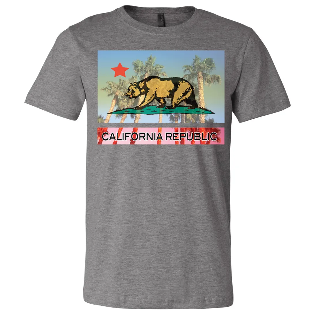 California Republic Palm Tree Bear Asst Colors Mens Lightweight Fitted T-Shirt/tee