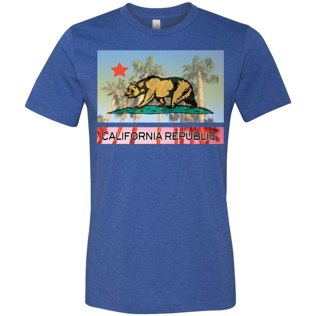 California Republic Palm Tree Bear Asst Colors Mens Lightweight Fitted T-Shirt/tee