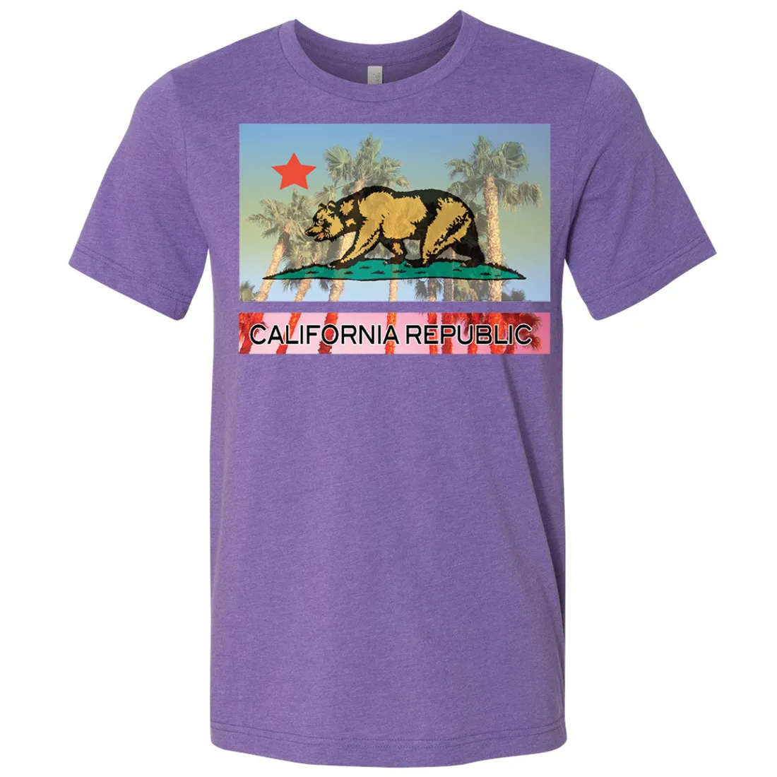 California Republic Palm Tree Bear Asst Colors Mens Lightweight Fitted T-Shirt/tee
