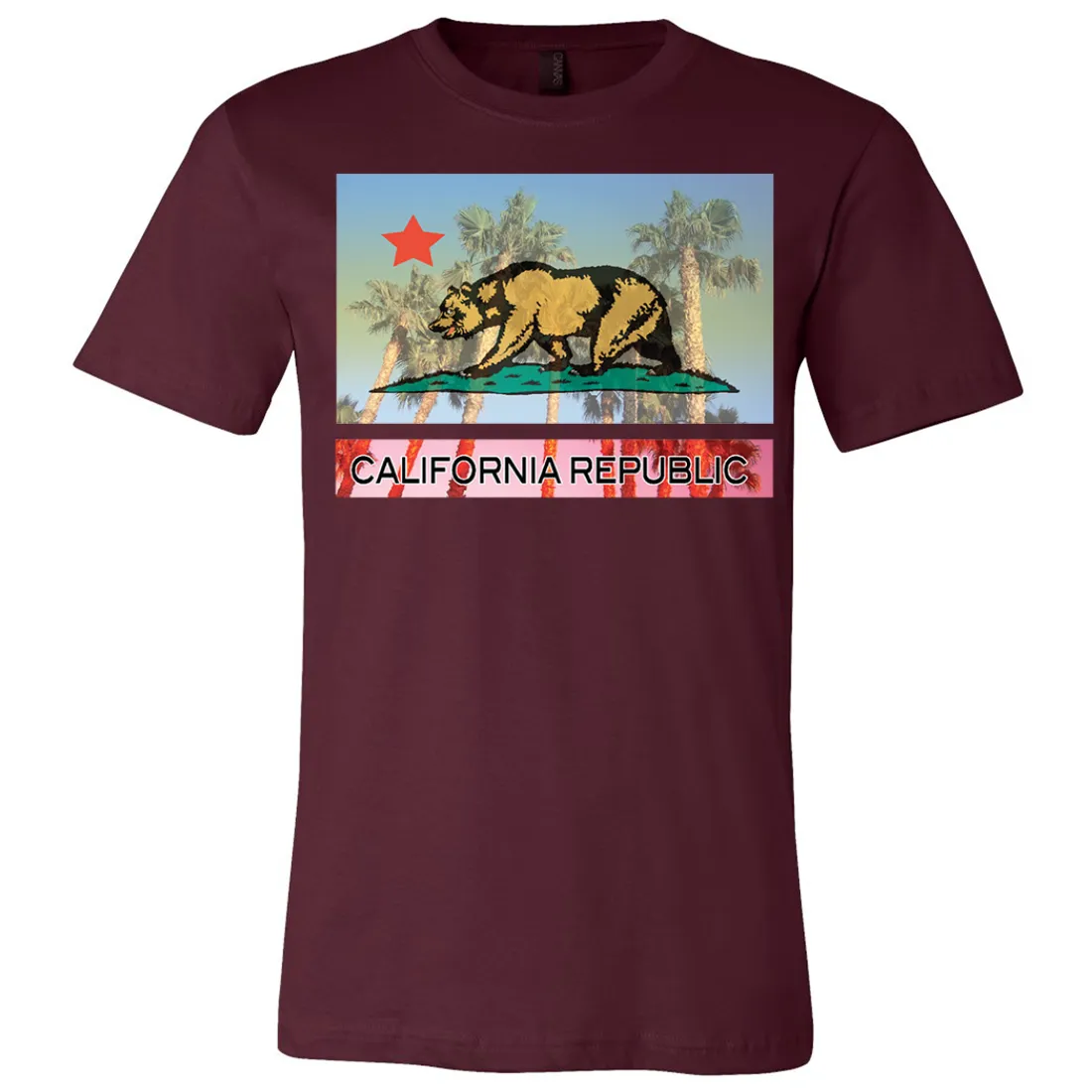 California Republic Palm Tree Bear Asst Colors Mens Lightweight Fitted T-Shirt/tee