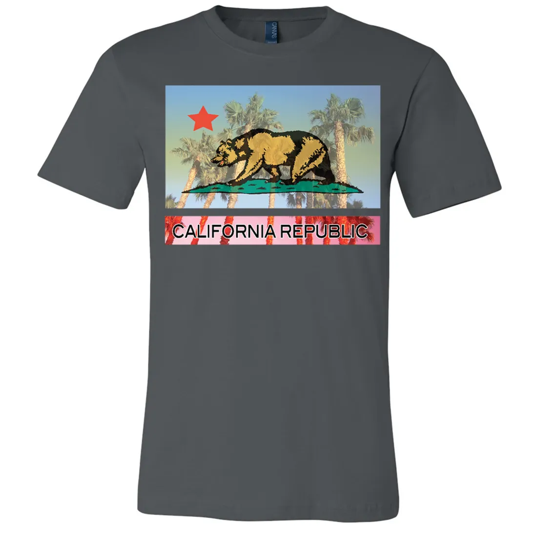 California Republic Palm Tree Bear Asst Colors Mens Lightweight Fitted T-Shirt/tee