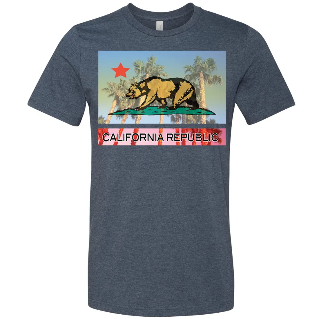 California Republic Palm Tree Bear Asst Colors Mens Lightweight Fitted T-Shirt/tee
